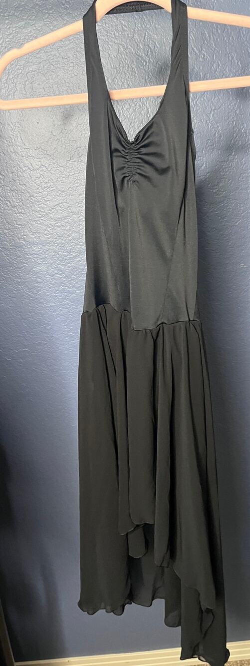 Premiere Collection Black Halter Dress Sheer Asymmetrical Hem Sleeveless Small
